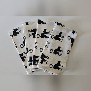 Cynthia Rowley Black Cat Cotton Napkins Halloween Set - 4